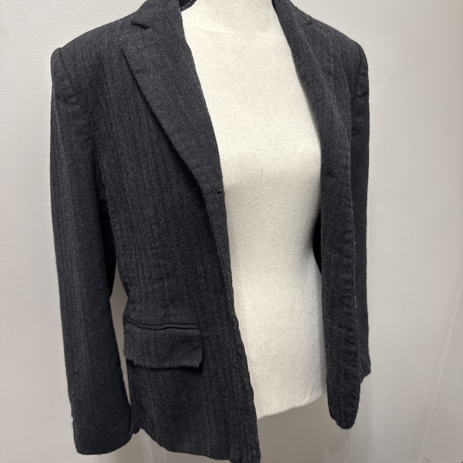 Vintage 90's Lauren Ralph Lauren Lrl Worsted Wool Blazer Jacket Medium Gray 10p